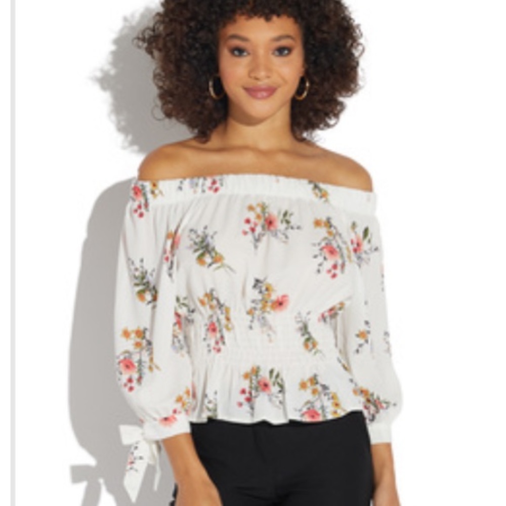 NWOT Tie Sleeve Off the Shoulder Top